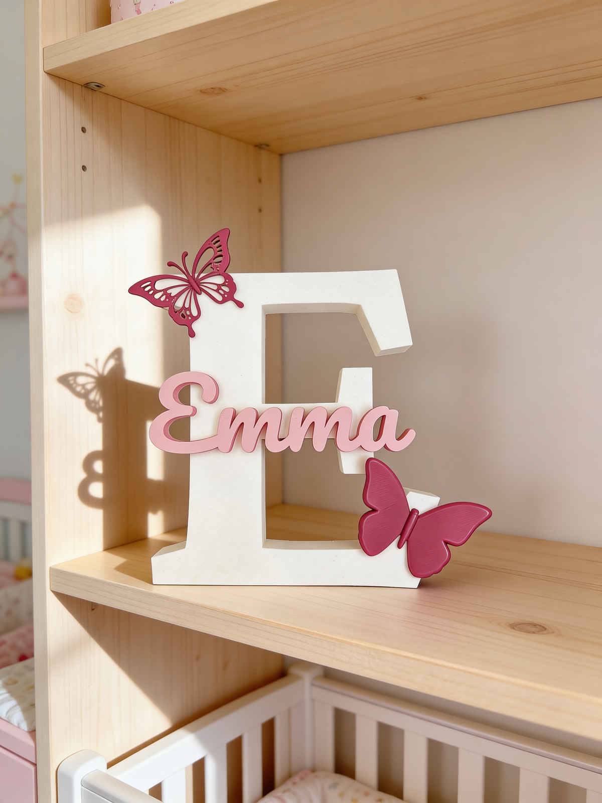 Naamletter Emma met vlinders